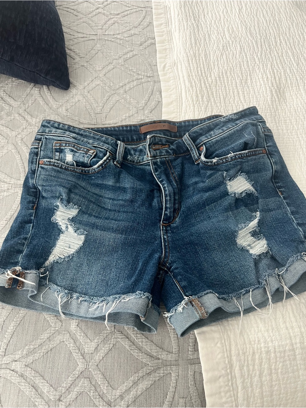 Joe's Jeans Distressed Dark Blue Denim Shorts